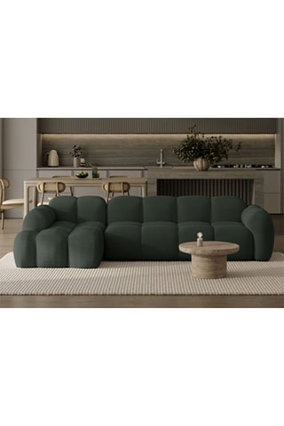 Canapé d’angle gauche modulaire Cloud - Vert foncé - 4 places - En tissu structuré anti-tâche - Pet Friendly