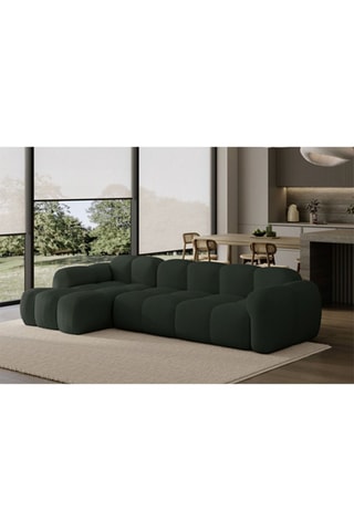 Canapé d’angle gauche modulaire Cloud - Vert foncé - 4 places - En tissu structuré anti-tâche - Pet Friendly