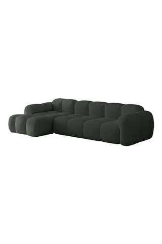 Canapé d’angle gauche modulaire Cloud - Vert foncé - 4 places - En tissu structuré anti-tâche - Pet Friendly