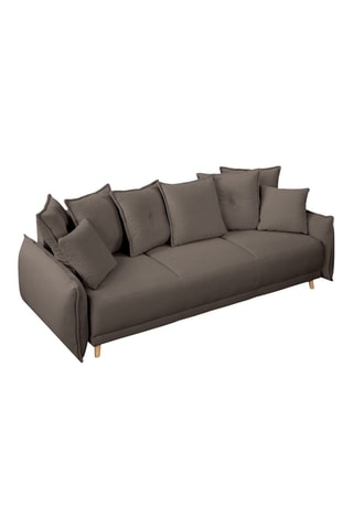 Canapé convertible Lazy Lukka - Gris - 3 places - En toucher velours côtelé