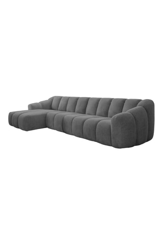 Canapé d'angle gauche modulaire Shell - Gris - 6 places - En tissu structuré anti-tâche - Pet Friendly