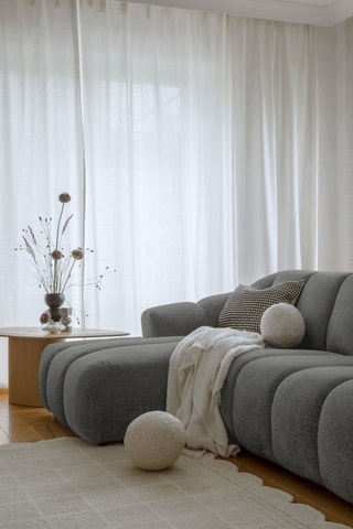 Canapé d'angle gauche modulaire Shell - Gris - 6 places - En tissu structuré anti-tâche - Pet Friendly