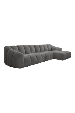Canapé d’angle droit modulaire Shell - Gris - 6 places - En tissu structuré anti-tâche - Pet Friendly