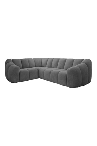 Canapé d’angle gauche modulaire Shell - Gris - 6 places - En tissu structuré anti-tâche - Pet Friendly