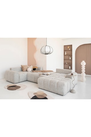Canapé d’angle panoramique modulable convertible Lulu - Gris clair - 8 places - En tissu structuré chiné