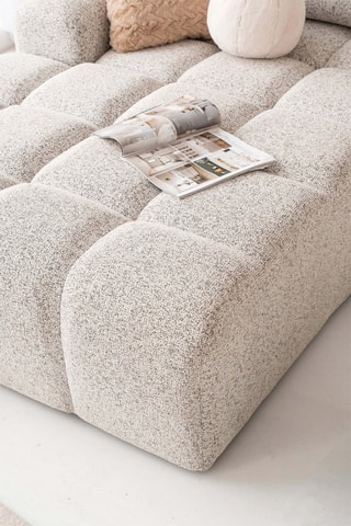 Canapé d’angle panoramique modulable convertible Lulu - Gris clair - 8 places - En tissu structuré chiné