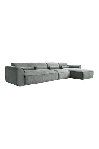 Canapé d'angle droit Flex Felix - Gris - 6 places - En tissu chenille anti-tâche