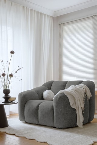 Fauteuil Shell - Gris - En tissu structuré anti-tâche - Pet Friendly