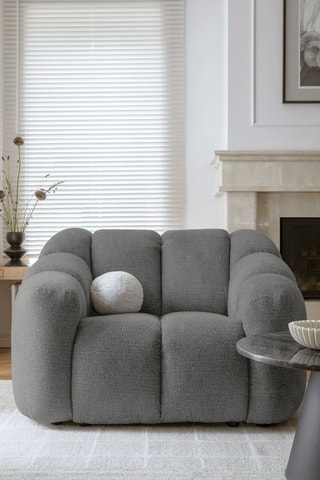Fauteuil Shell - Gris - En tissu structuré anti-tâche - Pet Friendly