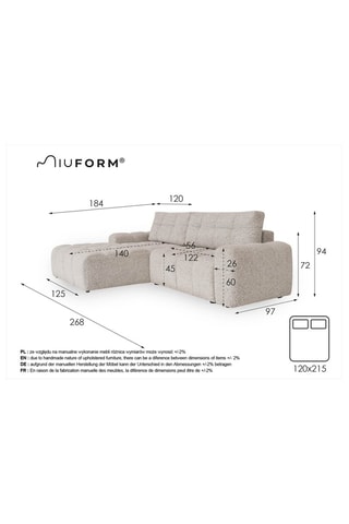 Canapé d’angle convertible Lulu - Gris chiné - 4 places - En tissu structuré chiné