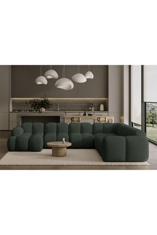 Canapé d’angle droit modulaire Cloud - Vert foncé - 8 places - En tissu structuré anti-tâche - Pet Friendly
