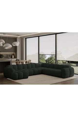 Canapé d’angle droit modulaire Cloud - Vert foncé - 8 places - En tissu structuré anti-tâche - Pet Friendly