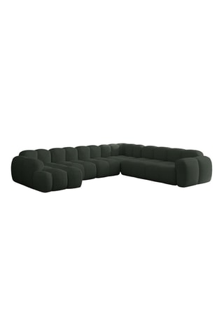 Canapé d’angle droit modulaire Cloud - Vert foncé - 8 places - En tissu structuré anti-tâche - Pet Friendly