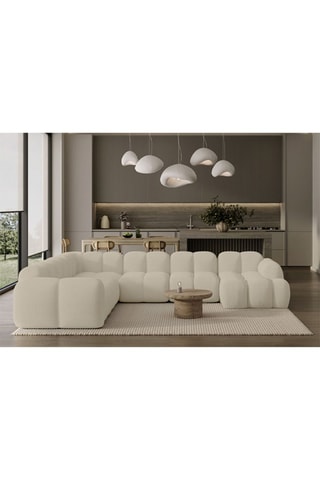 Canapé d’angle gauche panoramique modulaire Cloud - Beige - 8 places - En tissu structuré anti-tâche - Pet Friendly