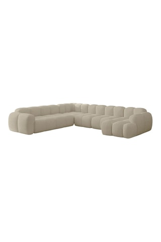 Canapé d’angle gauche panoramique modulaire Cloud - Beige - 8 places - En tissu structuré anti-tâche - Pet Friendly
