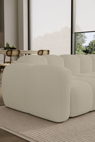 Canapé d’angle gauche panoramique modulaire Cloud - Beige - 8 places - En tissu structuré anti-tâche - Pet Friendly