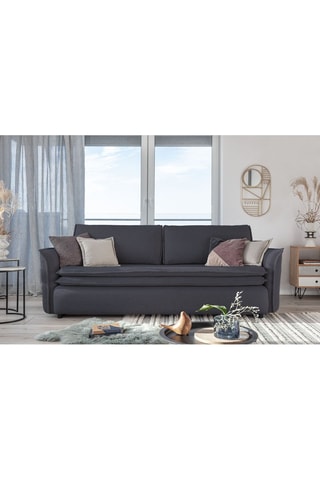 Canapé convertible Charming Charlie - Anthracite - 3 places - En tissu structuré uni