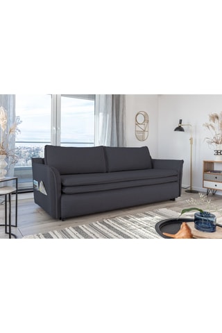 Canapé convertible Charming Charlie - Anthracite - 3 places - En tissu structuré uni