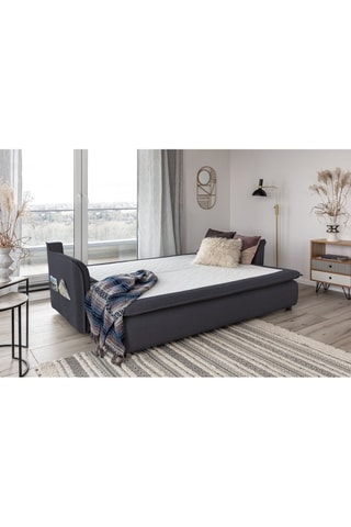 Canapé convertible Charming Charlie - Anthracite - 3 places - En tissu structuré uni