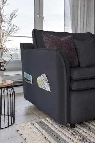 Canapé convertible Charming Charlie - Anthracite - 3 places - En tissu structuré uni