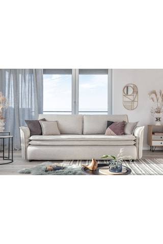 Canapé convertible Charming Charlie - Beige - 3 places - En tissu structure uni