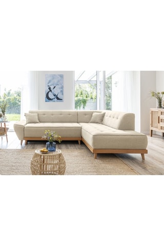 Canapé d’angle convertible Dazzing Daisy - Beige - 6 places - En tissu structuré uni
