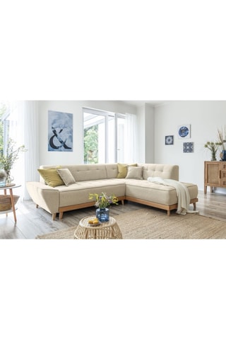 Canapé d’angle convertible Dazzing Daisy - Beige - 6 places - En tissu structuré uni