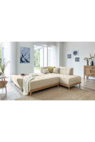 Canapé d’angle convertible Dazzing Daisy - Beige - 6 places - En tissu structuré uni