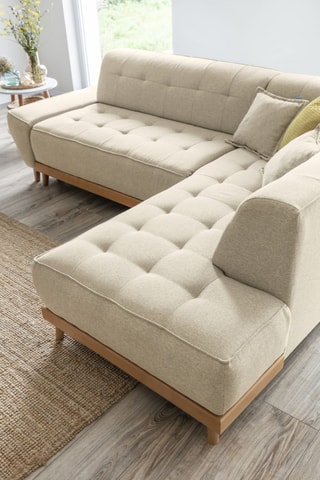 Canapé d’angle convertible Dazzing Daisy - Beige - 6 places - En tissu structuré uni