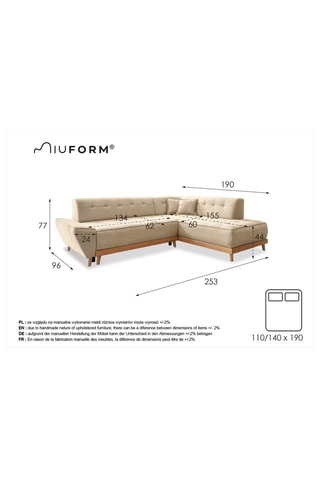 Canapé d’angle convertible Dazzing Daisy - Beige - 6 places - En tissu structuré uni