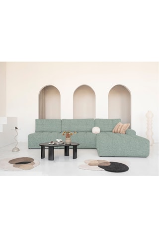 Canapé d'angle droit convertible Lulu - Vert sauge - 5 places - En tissu structuré chiné