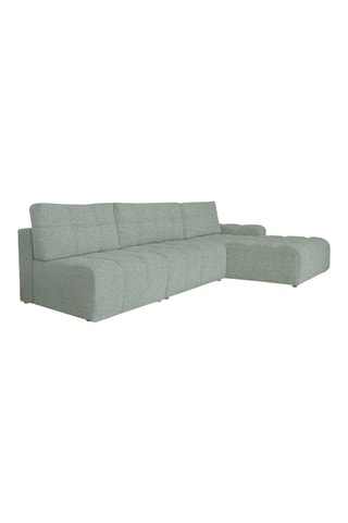 Canapé d'angle droit convertible Lulu - Vert sauge - 5 places - En tissu structuré chiné