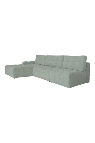 Canapé d'angle gauche convertible Lulu - Vert sauge - 5 places - En tissu structuré chiné