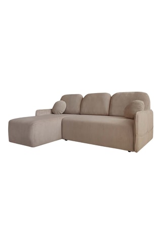 Canapé d'angle réversible convertible Timmy - Beige - 4 places - En tissu velours