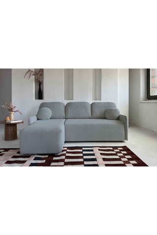 Canapé d'angle réversible convertible Timmy - Gris - 4 places - En tissu velours