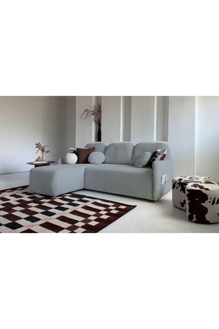 Canapé d'angle réversible convertible Timmy - Gris - 4 places - En tissu velours