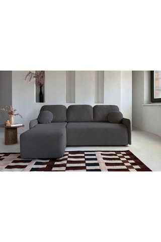Canapé d'angle réversible convertible Timmy - Anthracite - 4 places - En tissu velours
