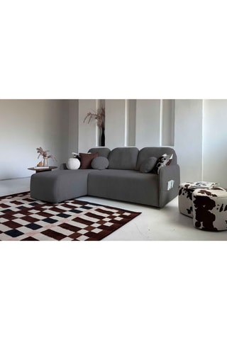 Canapé d'angle réversible convertible Timmy - Anthracite - 4 places - En tissu velours