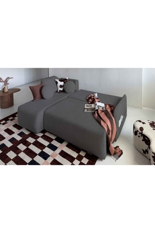 Canapé d'angle réversible convertible Timmy - Anthracite - 4 places - En tissu velours