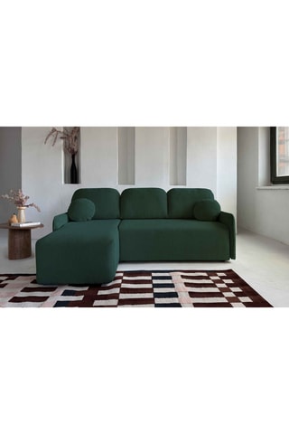Canapé d'angle réversible convertible Timmy - Vert foncé - 4 places - En tissu velours
