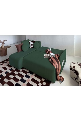 Canapé d'angle réversible convertible Timmy - Vert foncé - 4 places - En tissu velours