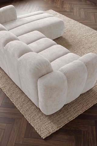 Canapé d'angle droit convertible Michell - Beige - 6 places - En tissu chenille antitache