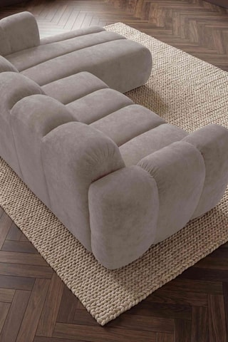 Canapé d'angle droit convertible Michell - Beige - 6 places - En tissu chenille antitache