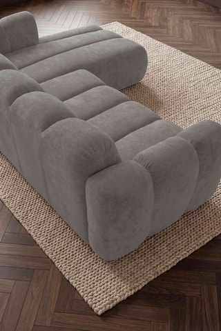 Canapé d'angle droit convertible Michell - Gris - 6 places - En tissu chenille antitache