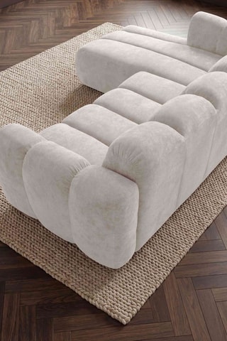 Canapé d'angle gauche convertible Michell - Beige - 6 places - En tissu chenille antitache