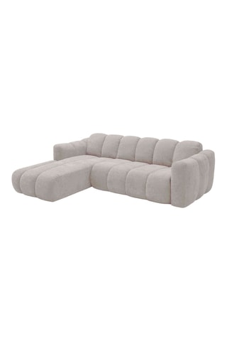 Canapé d'angle gauche convertible Michell - Beige - 6 places - En tissu chenille antitache