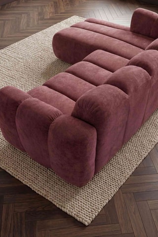 Canapé d'angle gauche convertible Michell - Rose - 6 places - En tissu chenille antitache