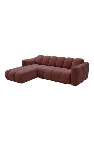 Canapé d'angle gauche convertible Michell - Rose - 6 places - En tissu chenille antitache