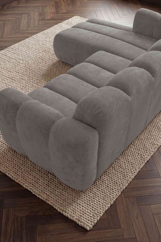 Canapé d'angle gauche convertible Michell - Gris - 6 places - En tissu chenille antitache