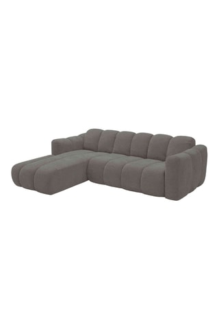 Canapé d'angle gauche convertible Michell - Gris - 6 places - En tissu chenille antitache